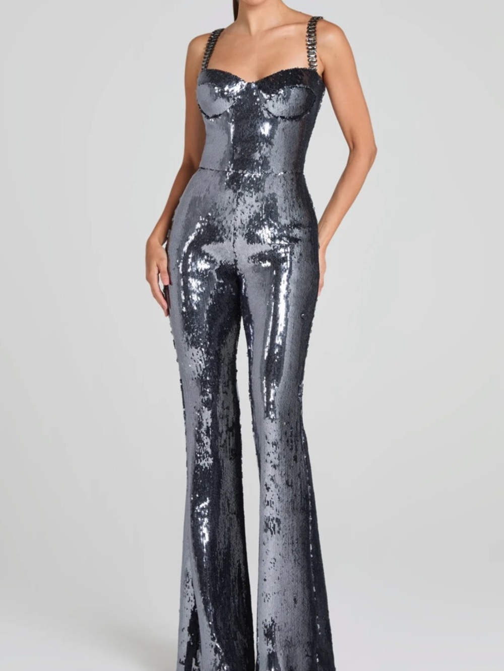 Nadine Merabi Beverly Sequin Jumpsuit XS
